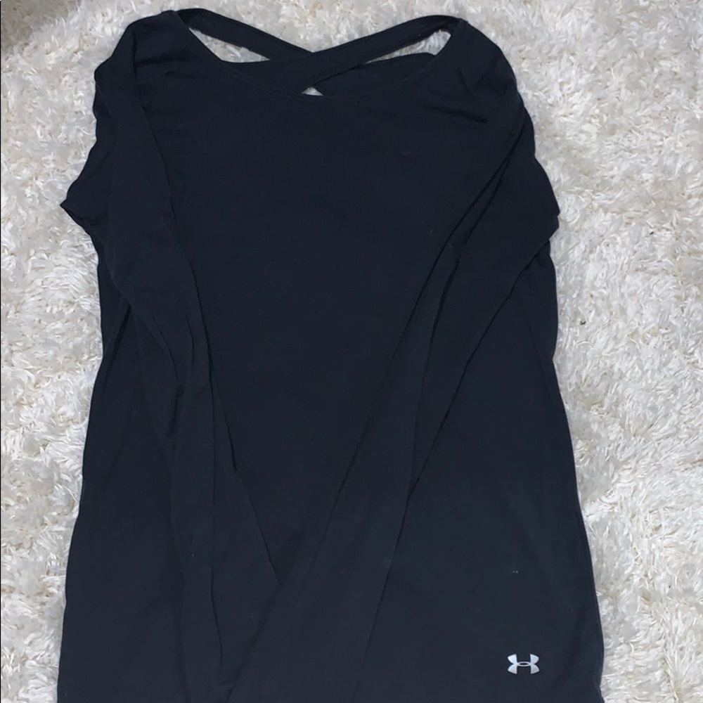 Black under armor , cross back long sleeve